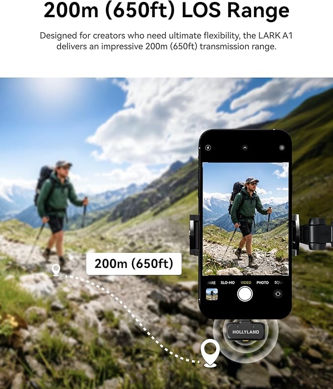 Hollyland Lark A1 Wireless Microphone for iPhone & Android, 48kHz/24-bit Studio Audio, 3-Level Noise Cancellation, 200m Range, Magnetic Mini Mic for Video Recording & Live Streaming (2TX + USB-C RX) - Image 6