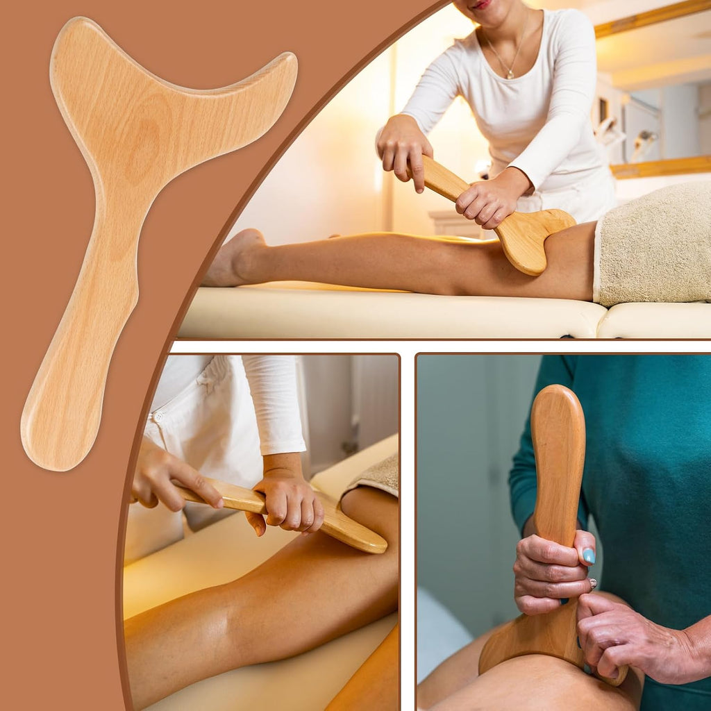 Wood Therapy Massage Tools, 4 in 1 Lymphatic Drainage Massager Body Sculpting Tools, Professional Maderoterapia Kit Cellulite Massager for Body Contouring,Relief Muscle - Image 4