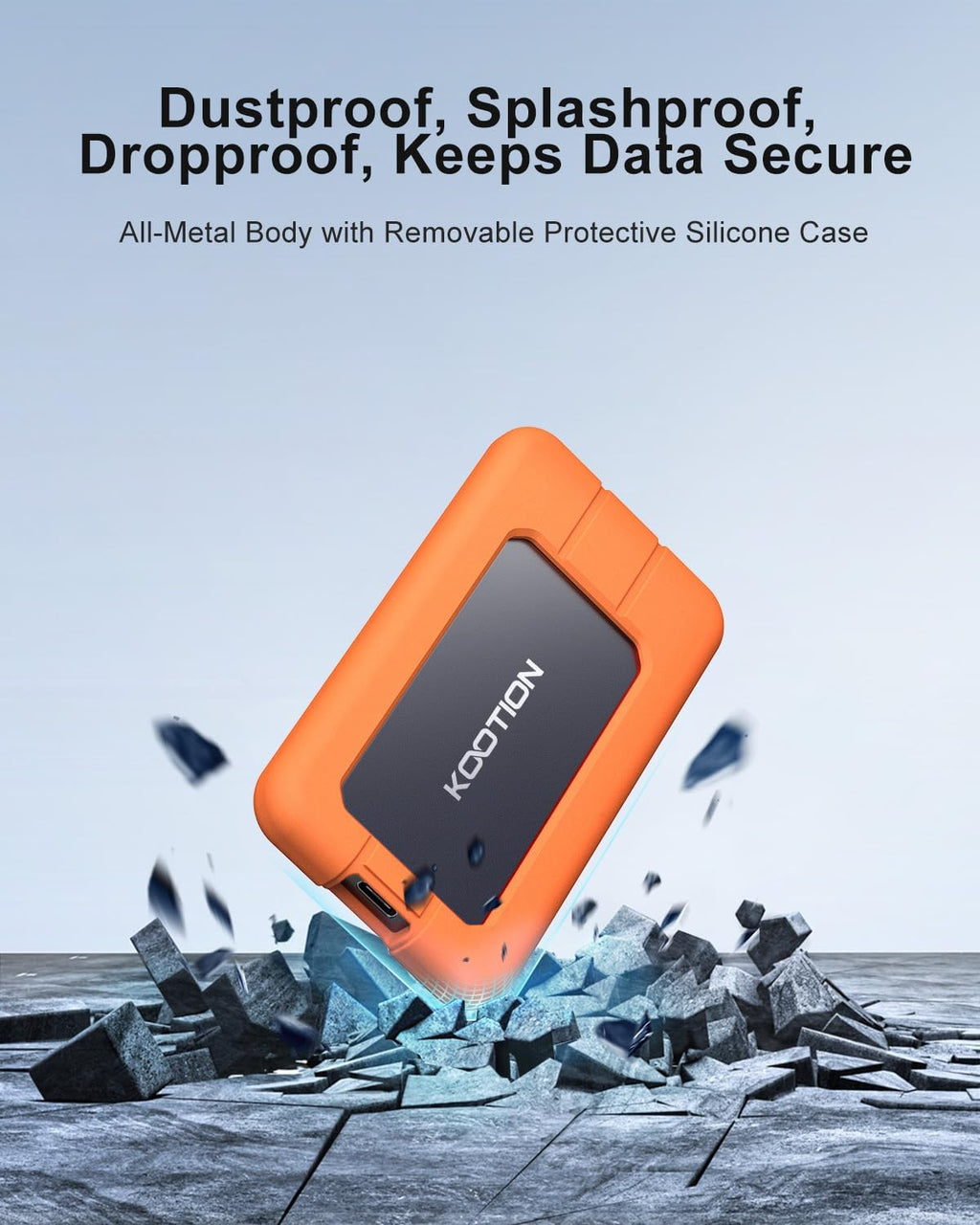 KOOTION 2TB Portable SSD USB-C Up to 2000MB/s USB 3.2 External SSD Portable Solid State Drive with Protective Case Shockproof Waterproof Type-C External Solid State Drive for PC/Mac - Image 6