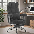 Efomao Executive Office Chair 400lbs, Black Fabric Big and Tall Desk Chair | Breathable fabric, pocket spring & foam seat, retractable footrest, 135° recline for computer gaming setup by OFFICECHAIR