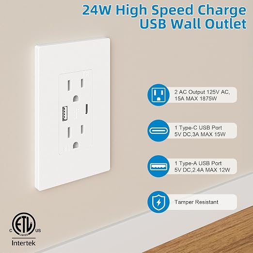 in Wall Cable Management Kit,Recessed Outlet Box for Wall Mount TV,Recessed Power Box with AC/USB-C/USB-A Ports & 9.8ft Extender for Unreachable Outlets,Hide TV Cords & Cables - Image 3