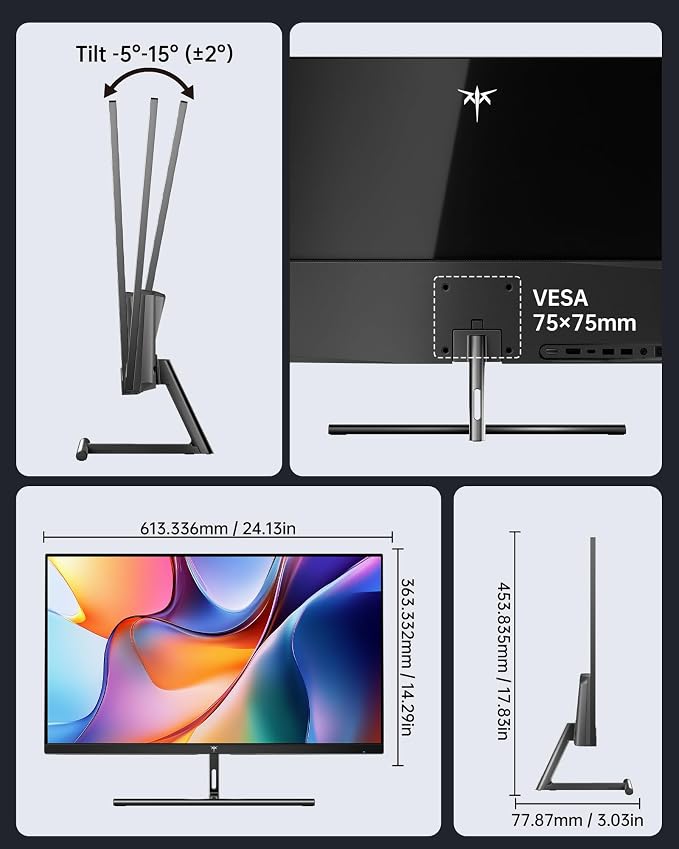 KTC 27 Inch 5K Monitor, 5120 x 2880 5K2K Monitor with 65W Type-C Port, Dual Mode Computer Monitors Compatible with Mac mini, IPS Panel, HDR 400, 217 PPI, 135% sRGB, HDMI DisplayPort, Tilt, H27P3 - Image 8