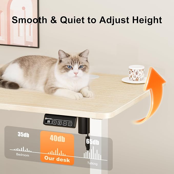 67"x24" Standing Desk, Height Adjustable Sit-Stand Office, Oak | Electric Adjustable Standing Desk, Sit to Stand Computer Office Desk with Splice Board, Memory Preset, Lifts 28.7''-46.5" - Image 6