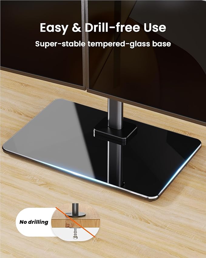 ErGear Freestanding Dual Monitor Stand for 17 to 32 Inch Screens, Computer Monitor Mount for 2 Screens, Dual Monitor Arm with Tempered Glass Base, VESA Mount Desk Stand Holds 22 lbs per Arm - Image 5