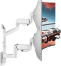 ARES WING Dual Monitor Wall Mount for 24-57 Inch Ultrawide Screen, White | Premium Heavy Duty Gaming Monitor Arm for 60 lbs, Full Motion Gas Spring, Bearing Head for Easy Adjustment, 75/100 VESA Mount by ARESWING