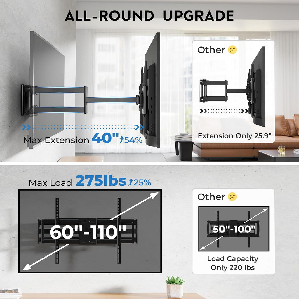 Heavy Duty TV Wall Mount with Extra Long Extendable Arm for 60–110 Inch TVs - Image 2