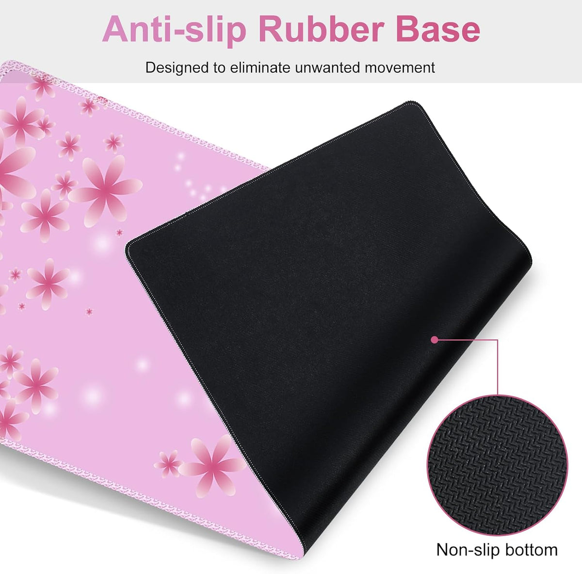 Pink Butterfly Desk Mat, Florals 4 in1 Large Gaming Mouse Pad Set, Ergonomics Keyboard Pad with Memory Foam Wrist Rest, Extended Game Mousepad Non-Slip Desk Protector Matt Easy Typing Pain Relief - Image 7