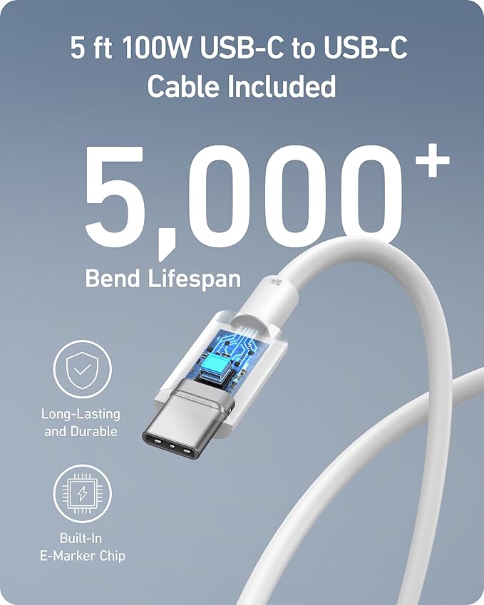Anker Nano 100W MacBook Charger, 3-Port Fast Compact GaN USB Charger Block | With 1 Pack & 1 Cable for MacBook Pro/Air, Pixelbook, ThinkPad, Dell XPS, iPad Pro, iPhone 17 Series, Galaxy S23, and More - Image 4