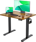 Claiks Electric Height Adjustable Standing Desk, 35x20 Inch, Rustic Brown | Smooth Height Adjustment, 3 Memory Presets, Cable Management Hub&Hook, Stable Steel Frame, 176lbs Capacity, Easy Assembly by CLAIKS