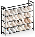 Bumusty 5 Tier Expandable Shoe Rack for Closet, Black | 18"-33" Adjustable Shoe Rack for Entryway, Small Shoe Organizer for Dorm, Front Door, Sturdy Metal by BUMUSTY