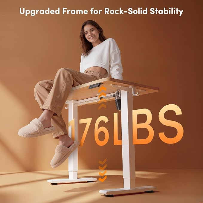 FEZIBO 48 x 24 Inches Electric Standing Desk Adjustable Height, 3 Memory Height Settings, Sit Stand Up Desk for Home Office & Computer Workstation, Maple - Image 4