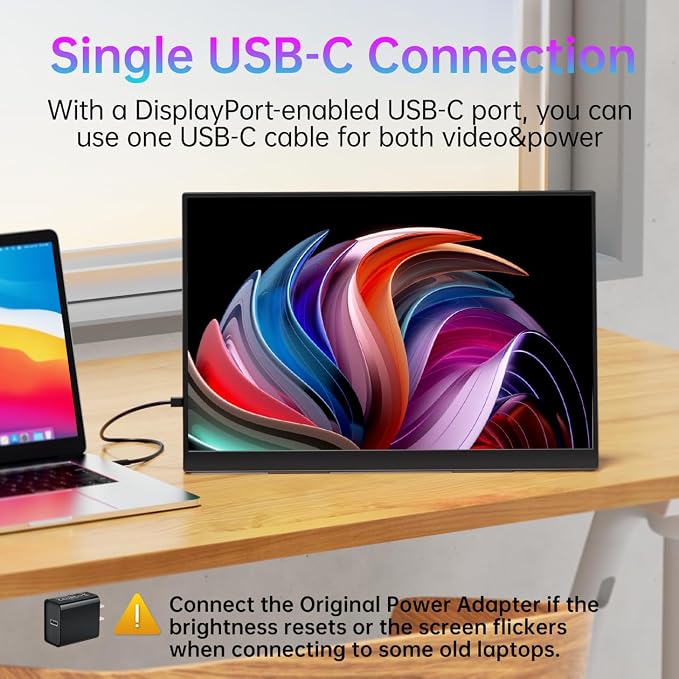cocopar Portable Monitor IPS Travel Monitor with USB-C HDMI Portable Screen for Laptop MacBook Surface PC PS4/5 External Display with Kickstand, VESA Mountable, 18.0 Inch - Image 4