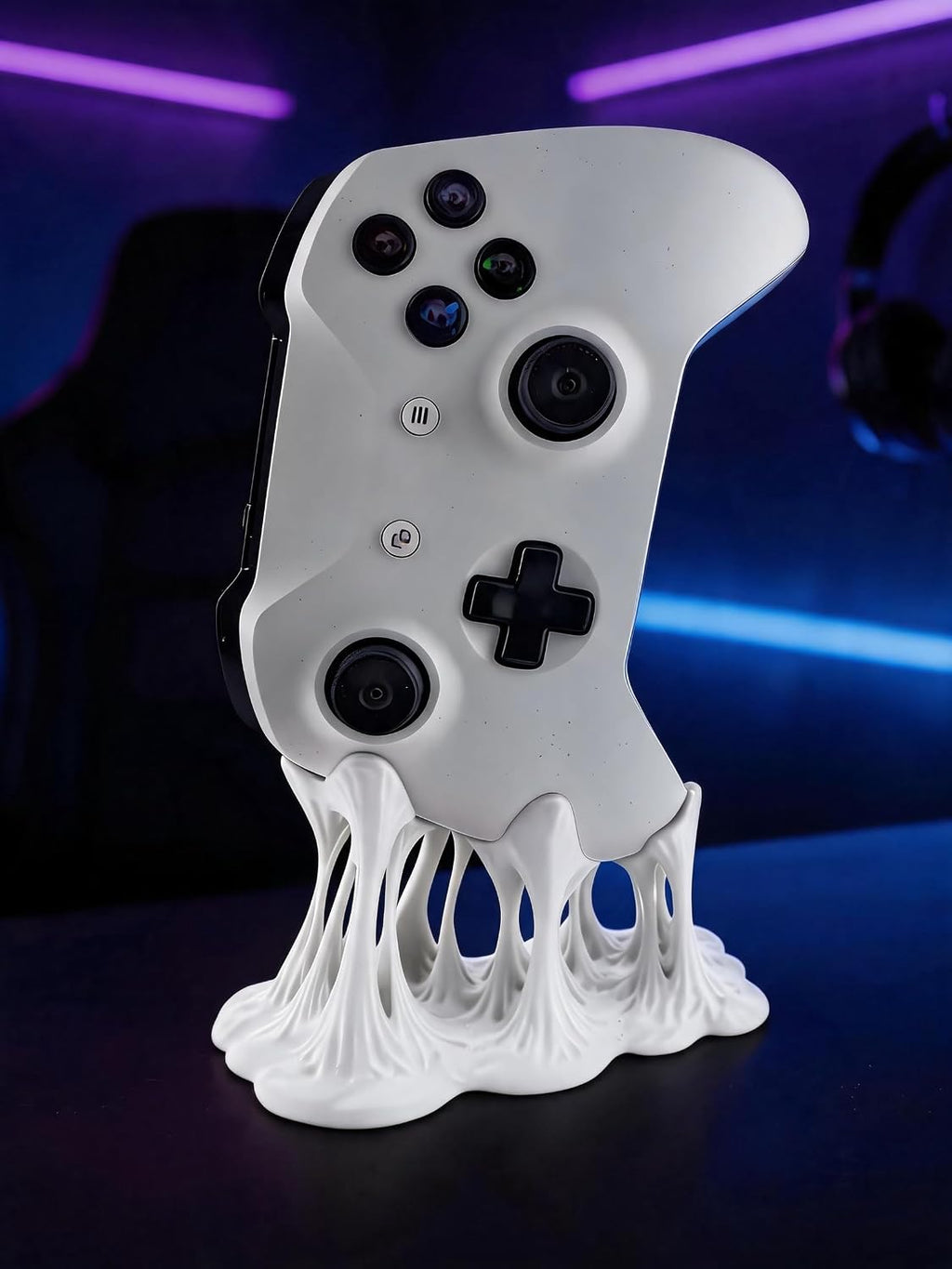 Melting Controller Holder Stand, Pink, Unique Gaming Desk Organizer Compatible with Xbox and PS5 Controllers, Fun Decorative Display (White, Compatible with Xbox Controller Version) by Generic