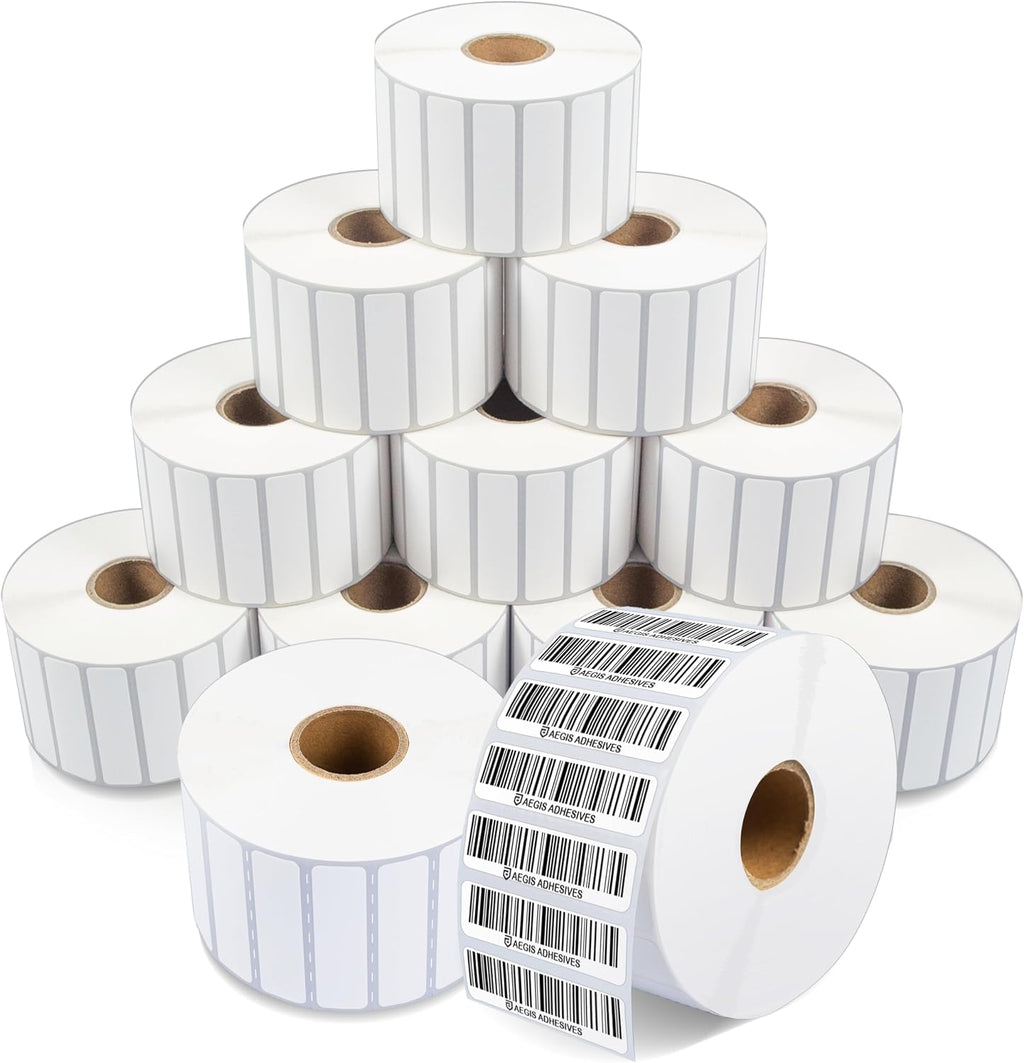 2" X 0.5" Direct Thermal Printer Labels (28800 Count, 12 Rolls) by Aegis Adhesives