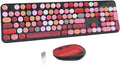 UBOTIE Colorful Wireless Keyboard and Mouse Combo (Black-Colorful) | Retro Typewriter Floating Full-Sized Keys Computer Keyboard with Optical Mouse, 2.4GHz USB Connection for Windows Mac by UBOTIE