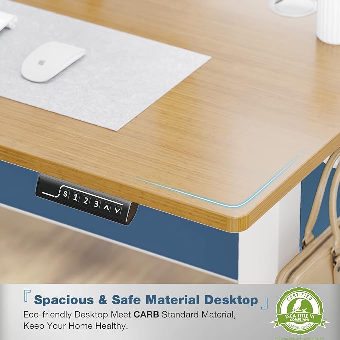DUMOS 47 Inch Electric Standing Desk, Memory Adjustable Home Office Desk | Sit Stand Up Desk for Work Home Office,Adjustable Desk, Rising Computer Table with Splice Board,Cable Management,Hook,Oak - Image 4