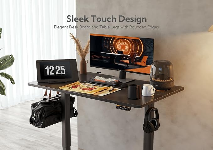 Claiks Electric Height Adjustable Standing Desk, 40x24 Inch, Black | Smooth Height Adjustment, 3 Memory Presets, Cable Management Hub&Hook, Stable Steel Frame, 176lbs Capacity, Easy Assembly - Image 5