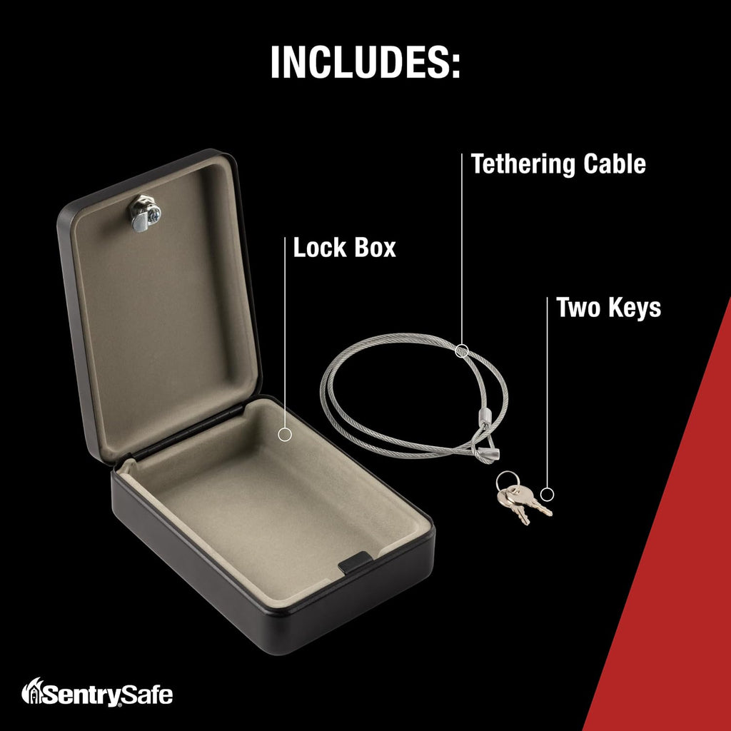 SentrySafe Mini Safe is a Lock Box with Key Lock for Office or Dorm that Secures Money, Passports, or Other Small Valuables, Exterior: 2.6 H x 5.9 W x 8.0 inches, P005K - Image 3