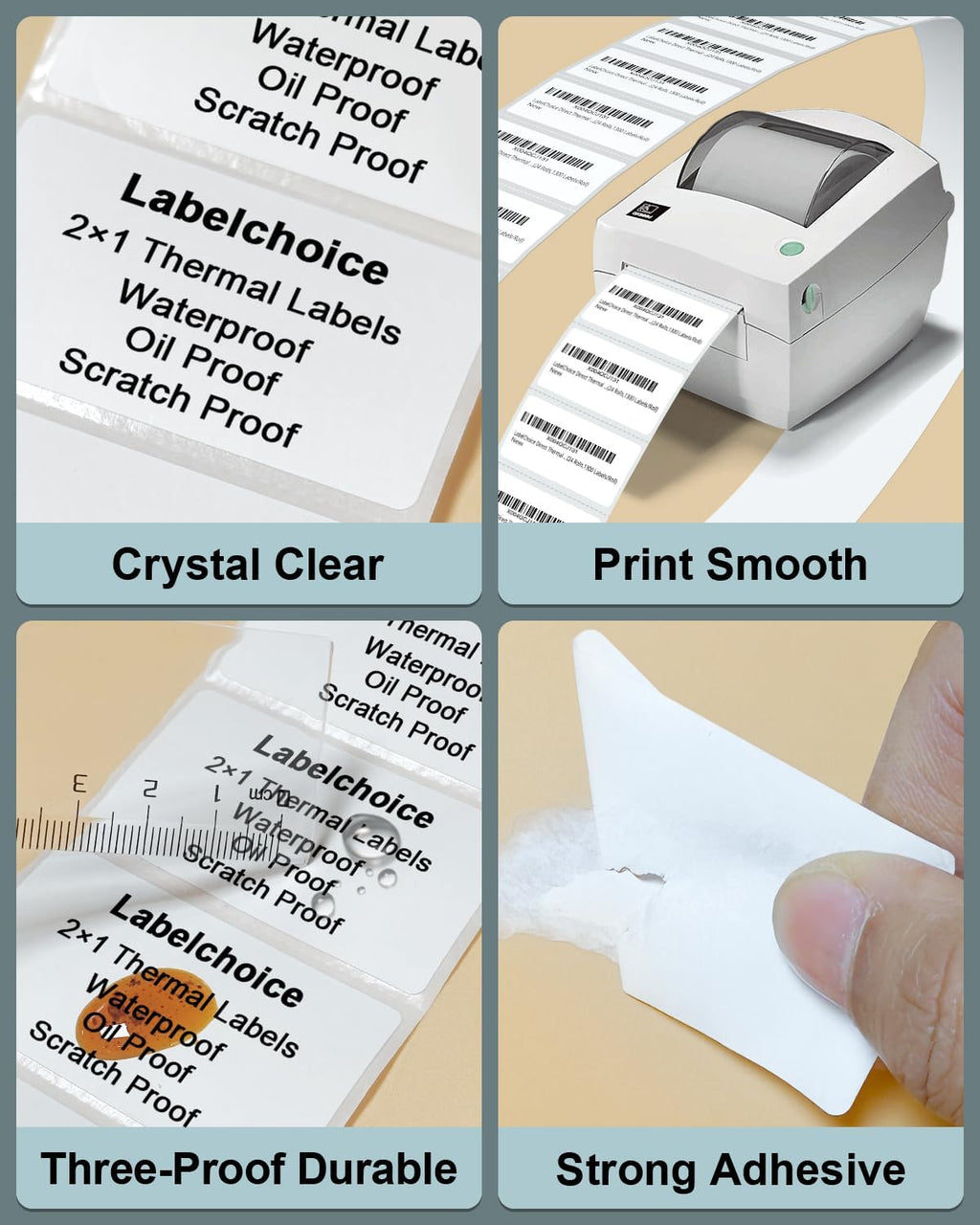 2"x1" 3-Proof Direct Thermal Barcode Labels Rolls for Zebra LP2824 ZD411 ZD410 ZD421 ZD420 GK420D, 24 Rolls 31200 Pcs Waterproof Return Address Label Used with Rollo MUNBYN Desktop Printer - Image 3