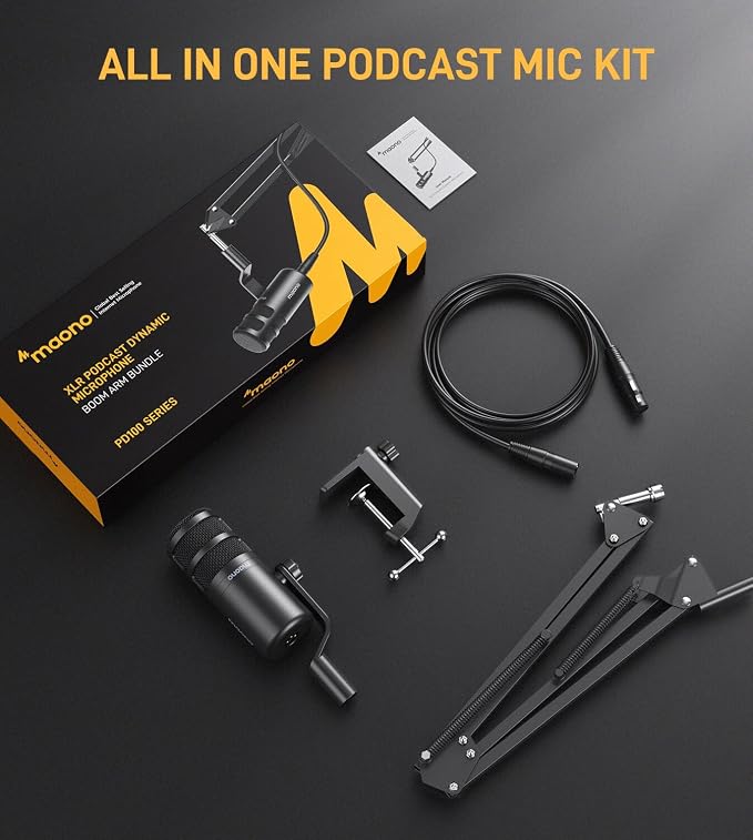 MAONO PD100S XLR Podcast Microphone, Cardioid Studio Dynamic Metal Boom Mic | Compatible with Audio Interface, Audio Mixer, Sound Card for Vocal Recording, Streaming, Voiceover, Music, Content Creation - Image 8