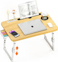Lap Desk for Bed Adjustable Height with USB Port 23.6" x15.7" Desktop | Storage Drawer, Bookshelf, Fits 17" Laptop, For couch WFH Study, Foldable Non-Slip No Assembly Sturdy Lightweight Wood by PlayimaginationtodecorateHomeOffice