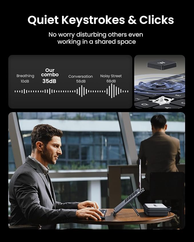 ProtoArc XKM01 CaseUp Foldable Bluetooth Keyboard Mouse Combo | Portable with Laptop Stand, Mobile Work Solution for On-the-Go, Compatible with Laptop PC Macbook, Windows Mac OS - Image 8