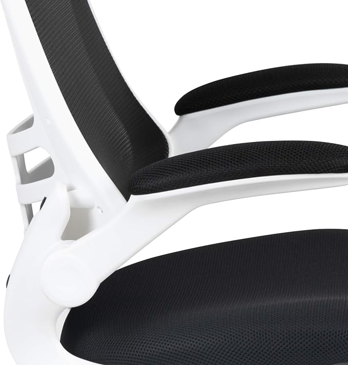 Flash Furniture Kelista Office Chair, Ergonomic, Mid-Back, White Frame, Black Mesh with Swivel | White Frame, Mid-Back, Flip-Up Arms, Mesh Back - Image 11