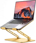 LOXP Aluminum Laptop Stand, Adjustable Laptop Stand for Desk Foldable | Portable Laptop Riser, Ergonomic Computer Notebook Holder for Desk, Office Desk Accessories (10-15.6'') - Gold by LOXP