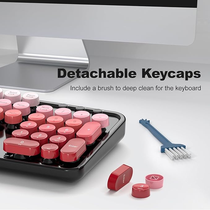 MOFII Wireless Keyboard and Mouse Combo, 2.4GHz Retro Typewriter Keyboard Full Size, Cute Wireless Mice, USB Dongle Plug and Play, for Laptop, PC, Desktop, Windows (Black Red Gradient Color) - Image 5