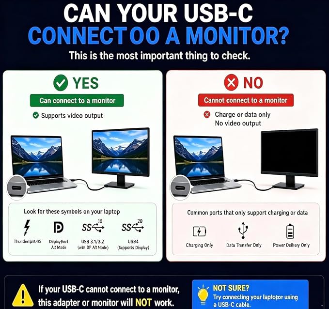 One Cable No Driver Laptop Screen Extender,14" FHD 1080P IPS Portable Monitor,1-Min Setup USB-C Plug and Play, Ultra-Slim Triple Screen for 12-15.6" Laptops Windows/MacOS/Android - Image 6