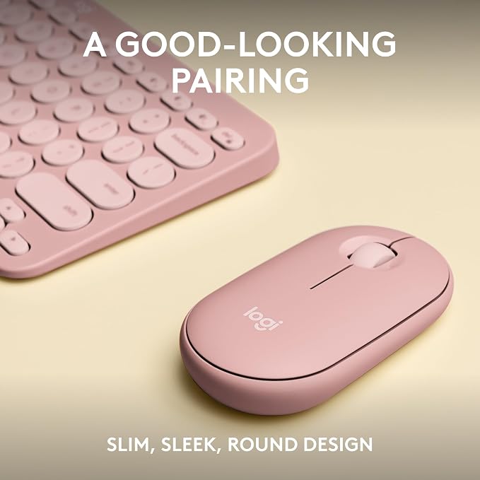 Logitech Pebble 2 Combo Wireless Keyboard and Mouse Quiet - Tonal Rose | Quiet and portable, customizable, Logi Bolt, Bluetooth, Easy-Switch for Windows, macOS, iPadOS, Chrome - Image 2
