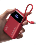 INIU Portable Charger, Smaller 45W Fast Charging Power Bank, 20000mAh Red | Flight-Safe, Built in USB-C Cable, Travel Essential, Battery Phone Pack for iPhone 17 16 Pro, Samsung S26, iPad etc, Red by INIU
