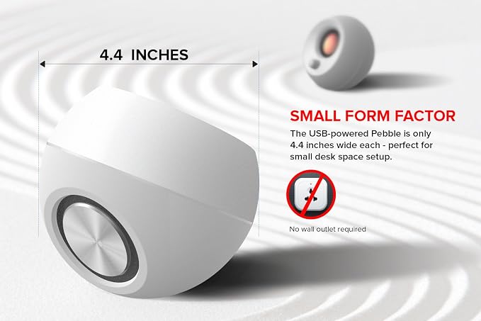Creative Pebble, 2.0 USB Desktop Stereo Speakers for PC/Laptop, White | USB-Powered, 2.0 Speaker, Compact, Stereo, PC Speakers, Laptop Speakers, Minimal Design, Desktop Audio, White - Image 6