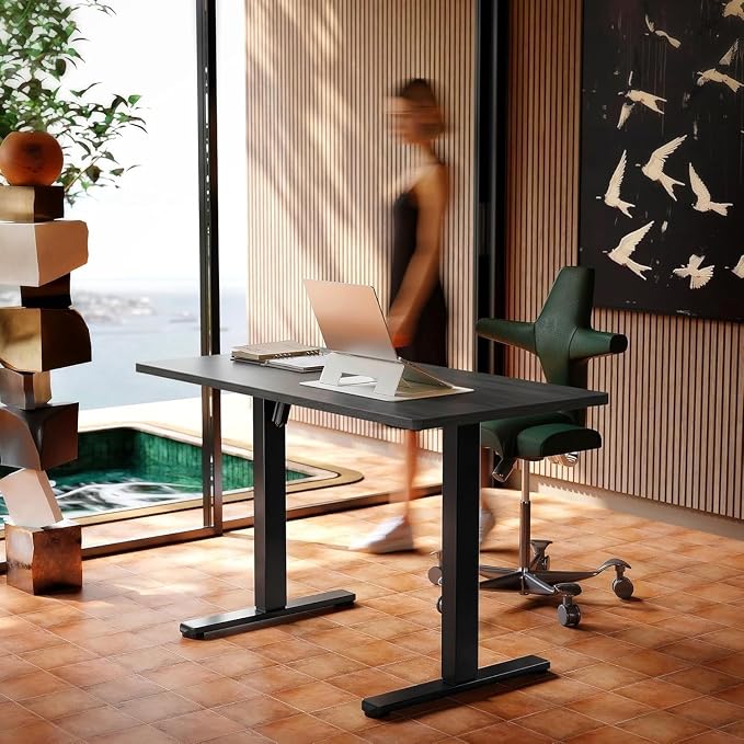 HUANUO 40x24 Inch Electric Standing Desk, Height Adjustable, Grey | 176 Lbs Capacity, Smooth Home Office Desk, 4 Memory Presets & Headphone Hooks, 28.3–46.5 Inch Height Range, Easy to assemble - Image 2
