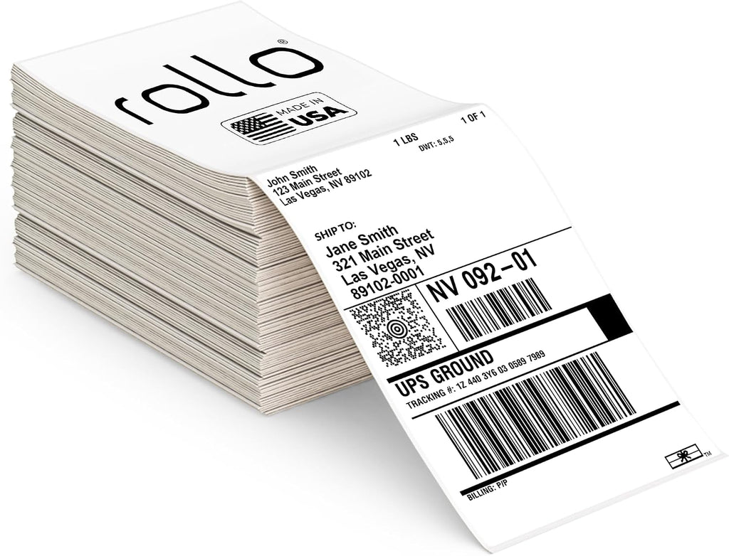 Rollo 4x6 Direct Thermal Shipping Labels - 500 Fanfold Pack by Rollo