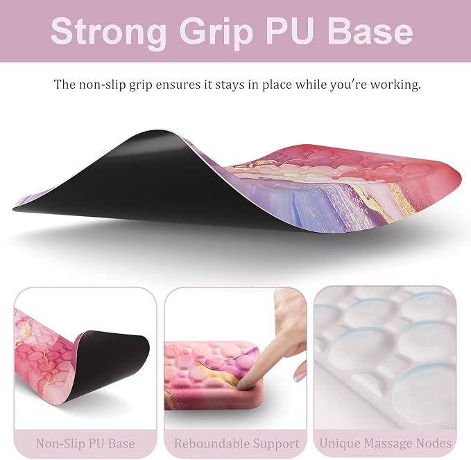 Ospelelf Ergonomic Mouse Pad and Keyboard Wrist Rest Support, Wrist Rest for Computer Keyboard, Office, Gaming, Pink - Image 3