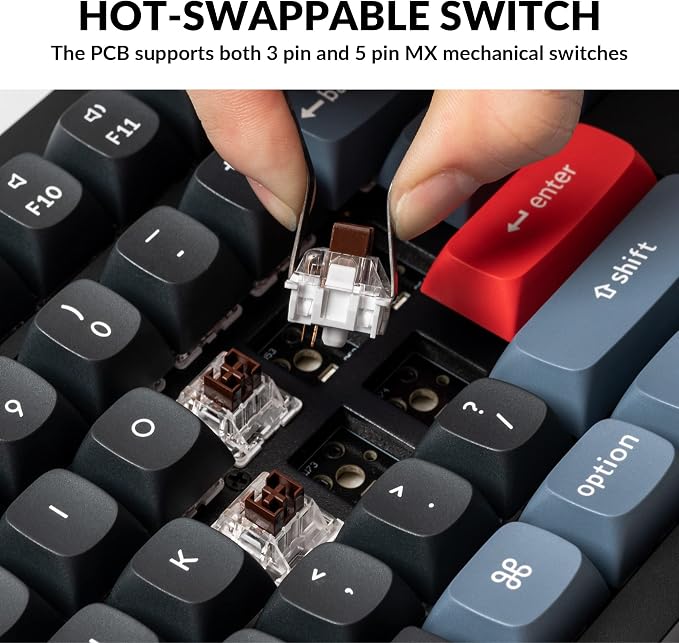 Keychron V6 Wired Custom Mechanical Keyboard Knob Version, Full-size QMK/VIA Programmable Macro with Hot-swappable Keychron K Pro Brown Switch Compatible with Mac Windows Linux Black (Non-Transparent) | QMK/VIA Programmable with Hot-swappable Keychron ... - Image 2