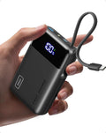 INIU 20000mAh Power Bank, Small 45W PD Fast Charging Portable Charger with Built-in USB C Cable, Flight-Safe Travel External Phone Battery Pack for iPhone 17 Pro Max Samsung S26 iPad etc, Jet Black | Flight-Safe, Built in USB-C Cable, Travel Essential,... by INIU