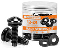 12-24 Rack Screws with Nylon Washers, 60 Pack, Black by Screwish