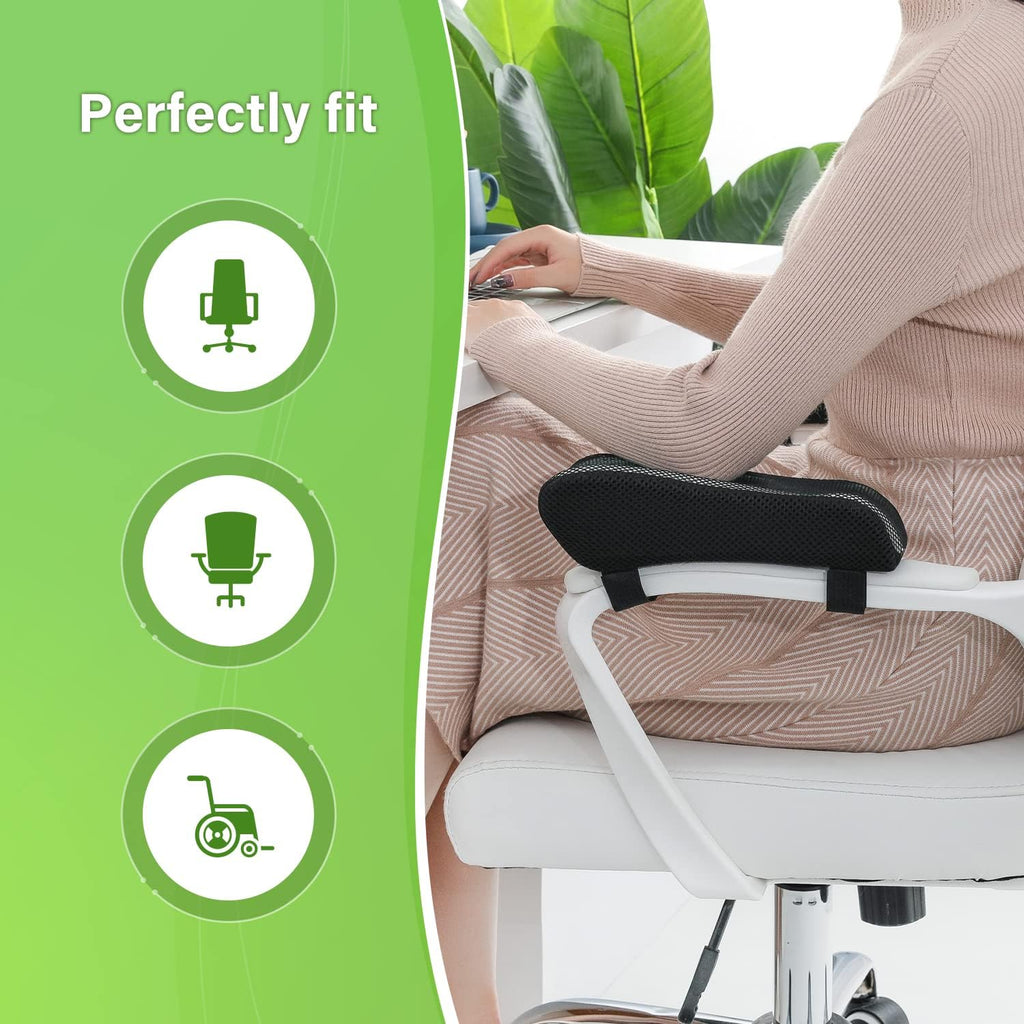 Chair Ergonomic Armrest Cooling Gel Pads Elbow Pillow Pressure Relief Office Chair Gaming Chair armrest with Memory Foam armrest Pads 2-Piece Set of Chair (Gel+ Memory Foam) - Image 6