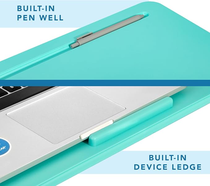 LAPGEAR The Original Lap Desk – Aqua Sky, Fits 17" Laptops | Microbead Cushion, Device Ledge, Built-In Pencil Tray, Carry Handle - Image 4