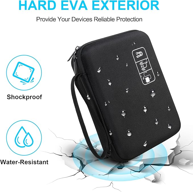 Lacdo Hard Travel Electronic Organizer Case for MacBook Power Adapter Charger, Cables, Cords, Apple Pencil, Mouse, Power Bank, USB Flash Disk, SD Cards EVA Protective Portable Accessories Bag, Black - Image 5