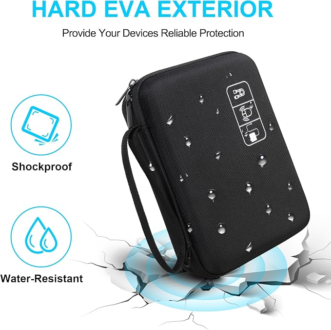 Lacdo Hard Travel Electronic Organizer Case for MacBook Power Adapter Charger, Cables, Apple Pencil, Mouse, Power Bank, USB Flash Disk,SD Card Small Protective Portable Accessories & 3 Cable Tie,Black - Image 5