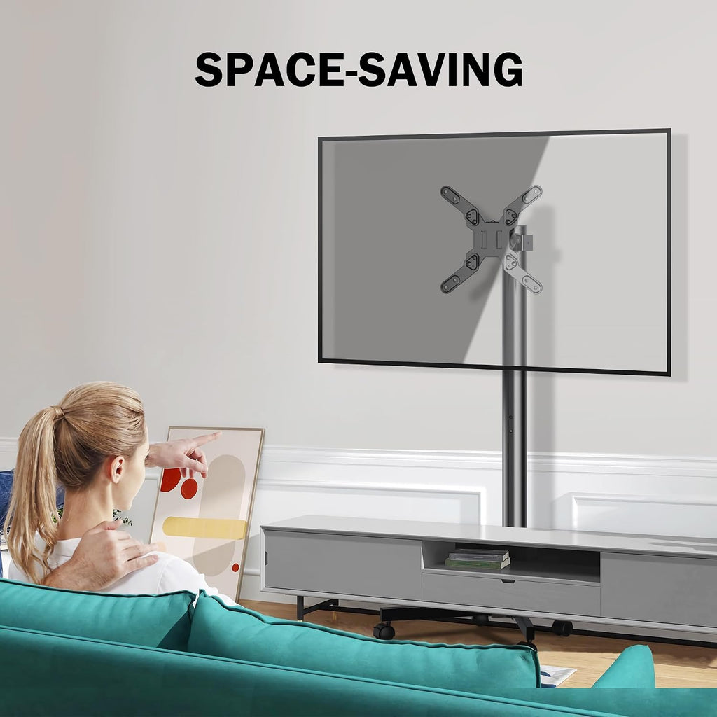 Mobile TV Carts, Rotating Rolling TV Stand on Wheels for 13-50" Flat/Curved TVs Height Adjustable 30° Tilt Floor TV Stand Portable Monitor Stand Holds up to 44lbs Max VESA 200x200mm ML1350 - Image 7