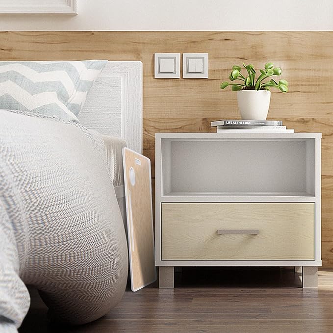 Amaredom Laptop Bed Desk Tray Bed Table, Foldable Portable Lap Desk Notebook Stand Reading Holder with Storage Drawer and Cup Holder for Eating Breakfast on Bed/Couch/Sofa-White Oak - Image 7
