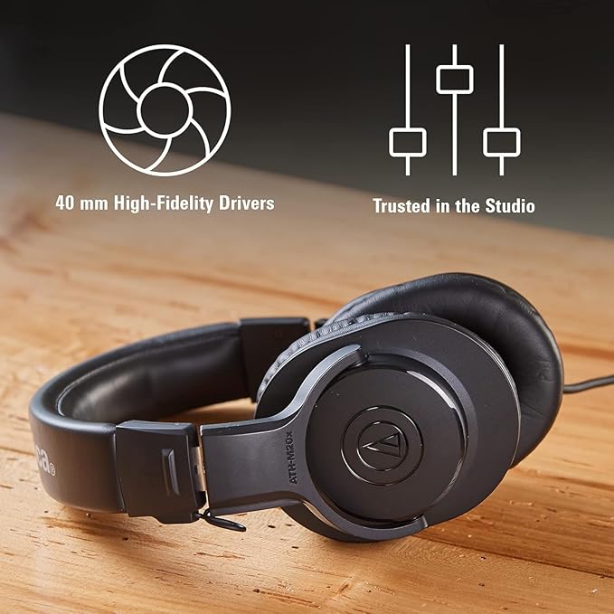 Audio-Technica ATH-M20x Professional Studio Monitor Headphones, Black - Image 6