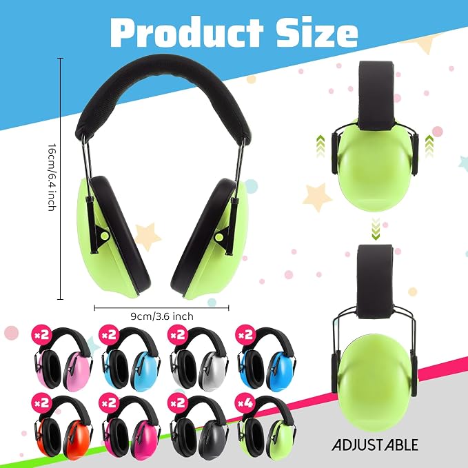 36 Pcs Kids Ear Protection Noise Cancelling Headphones Noise Reduction Ear Muffs 27dB Hearing Protection (8 Colors) - Image 2