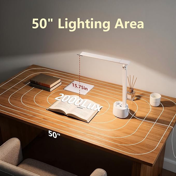 BOHON Small Desk Lamp with USB C Charging Port 5 Colors Stepless Dim White | Reading Light Space-Saving Rotating Head Desk Lamp for Home Office College Dorm Room Bedside Table Bedroom - Image 7
