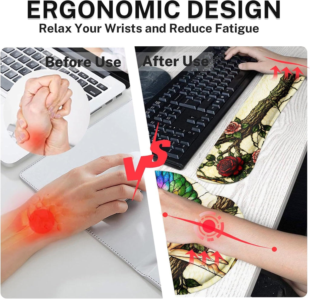 Keyboard Mouse Pad Set, 4 in 1 Desk Mat Set, Rose Fairy - Image 4