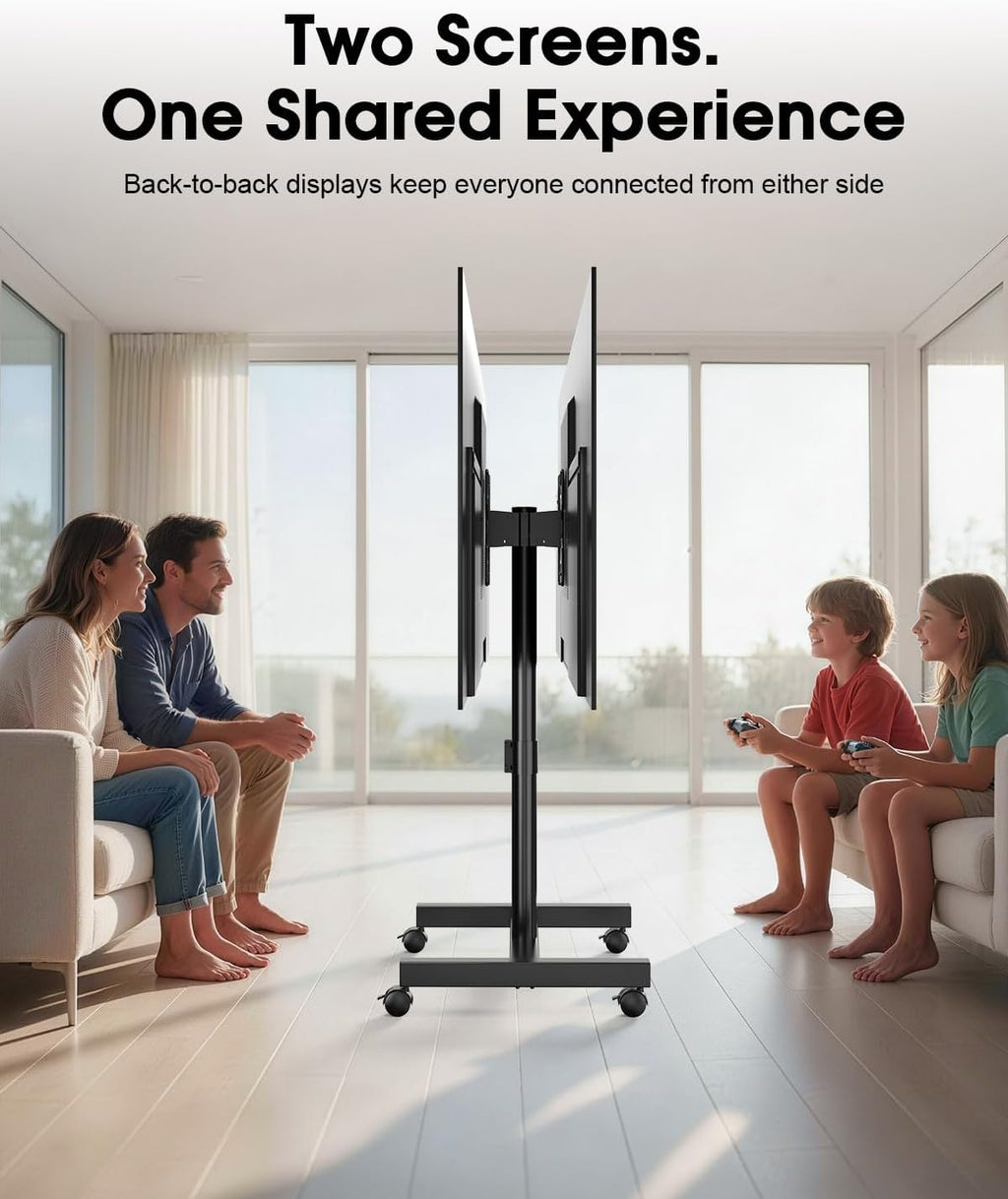 Back-to-Back Dual Screen Rolling TV Stand for 21-50 Inch TVs - Image 3